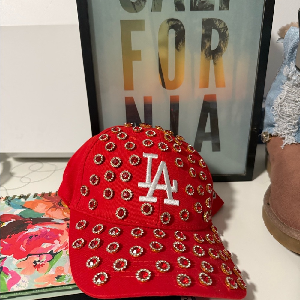 Red Embellished Cap
